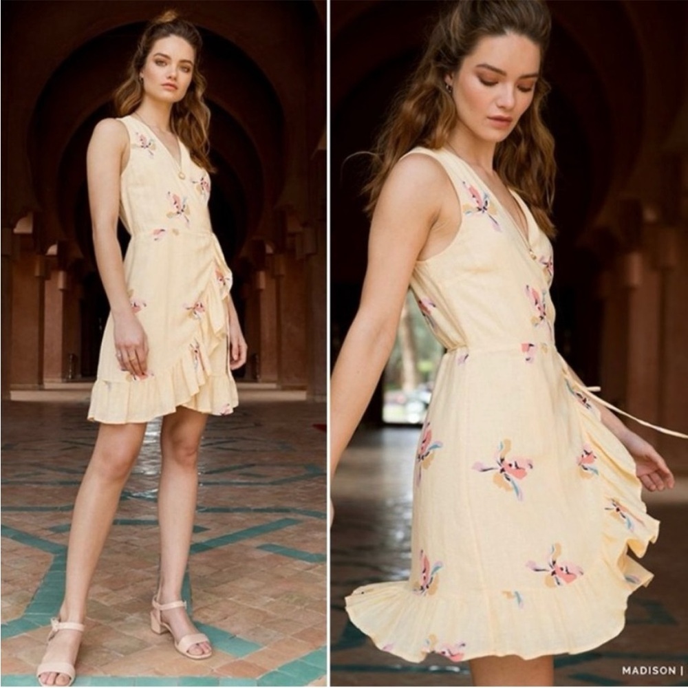 Rails Madison Floral Linen Blend Wrap Dress in Eden Print